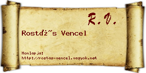 Rostás Vencel névjegykártya
